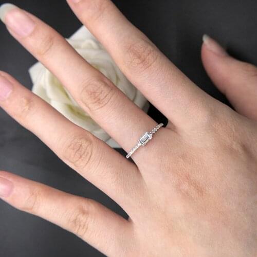 Emerald Shape Slim 0.5ct Carat Moissanite Wedding Rings for Women Diamond Luxurious S925 Silver Wedding Jewelry Drop Shipping