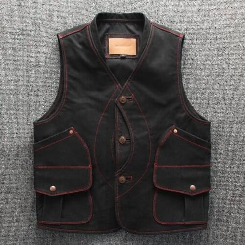 Mens Real Leather Vest Frosted Effects Genuine Leather Cowhide Sleeveless Jackets Slim Multi Pocket Casual Waistcoat Biker Vest