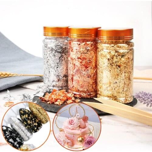 Gold and Silver Confetti 24K Gold Leaf Schabin Cake Decorating Tools Chocolate for DIY Epoxy Resin Craft Nail Art Decoration