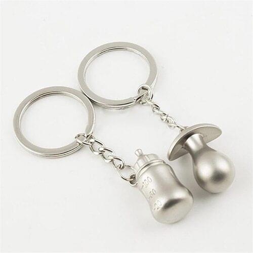 1 Pair Cute Baby Pacifier Pattern Keyring Feeding Bottle Key Ring Lovers Keychain Gift