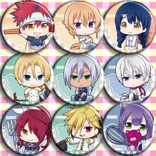 1pc 58mm Anime Food Wars!Shokugeki no Soma Megumi Tadokoro Yukihira soma Brooch Pins acrylic badges