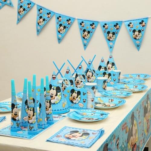 153 Pieces/Batch Cartoon Mickey Theme Children Happy Birthday Party Decoration Set Baby Shower Party Activities Party Supplies