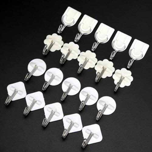 5Pcs Set Kitchen Bathroom Plastic Adhesive Hook Wall Sticky Mount Hanger Hook Rack Transparent Self Strong Adhesive Home Crochet