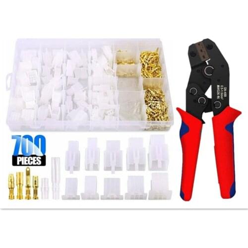 700pcs 3 4 6 9 Pin Automotive Electrical Wire Connectors Header 2.8 Plug Motorcycle Bike Terminal and Pliers Crimping Tool