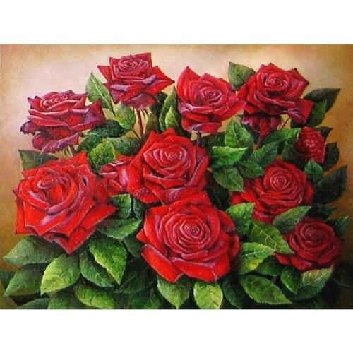 5D DIY Diamond Painting Landscape Red Rose Flowers Cross Stitch Patterns Diamond Painting kits for Embroidery with Beads
