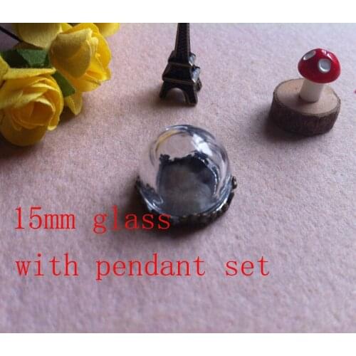 Free Ship! *NEW* 25mm Hot Half glass globe Round Glass Cover Vial & Blank Pendant Set DIY Jewelry Fashion Ahead
