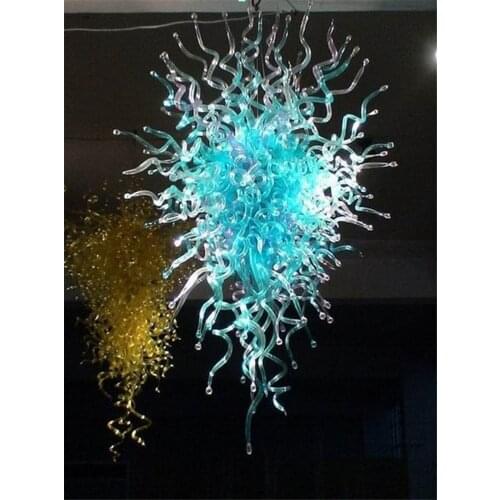 Home Decoration Cheap Price Chihuly LED Blown Glass Blue Crystal Chandelier