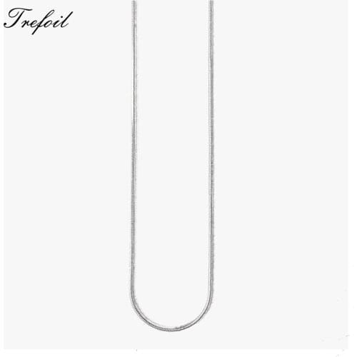 1mm Silver Snake Chain Necklace,2018 New Fashion Jewelry Trendy 925 Sterling Silver Basic Accessories Gift For Women Girls