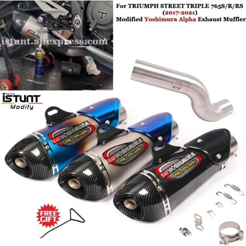 For TRIUMPH STREET TRIPLE 765S/R/RS Motorcycle Exhaust Modified Yoshimura Alpha Muffler Middle Link Pipe Catalyst Delete Pipe