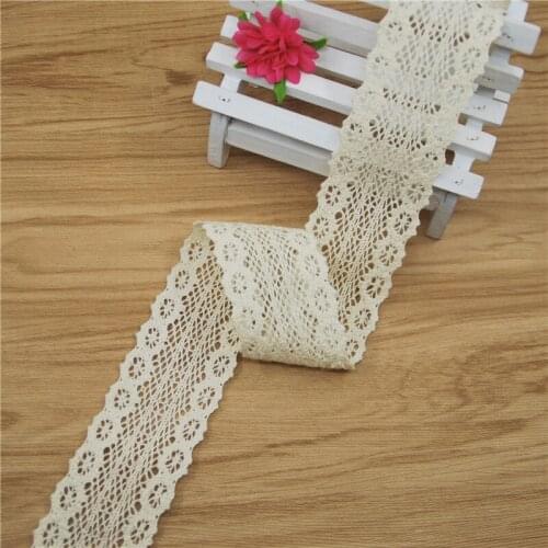 FASMILEY Wholesale 40mm Cotton Lace Trim Ivory Net Lace Ribbon DIY Lace Fabric Trimmings Lace Applique 200 yards LC107-R