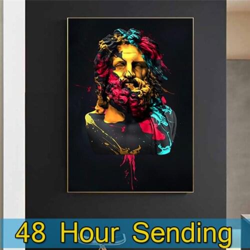 Greek Mythology Watercolour Zeus Sculpture Oil Painting On Canvas Poster and Prints for Living Room Cuadros Wall Art Hoom Decor