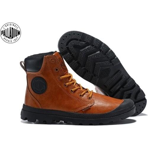 PALLADIUM Classic Men Outdoor Autumn/Winter Warm High Heels Ankle Millitary Tactical boots For Male Army Wearable Walking Shoes