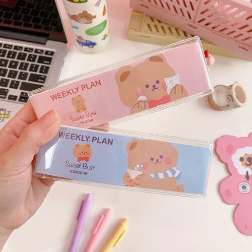 Creative Cartoon Bear Cute Weekly Planner Portable Daily Notepad Small Memo Pad Kawaii Writing Pad