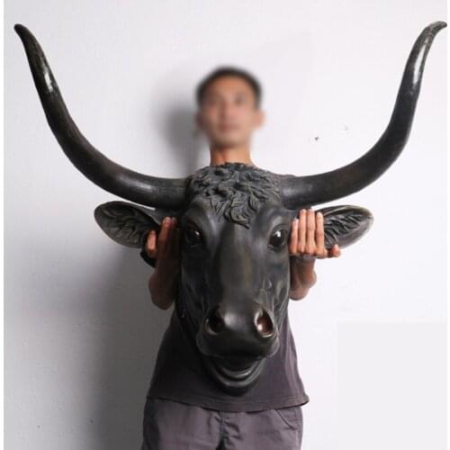 CREATIVE RETRO CATTLE HEAD WALL DECOR RESIN CRAFTS HOTEL HOME LIVINGROOM OX HEAD WALL HANGING WALL MURAL ORNAMENT DECOR R2659