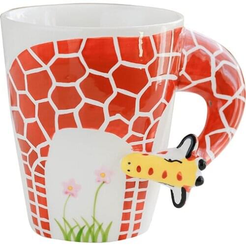 Creative Giraffe Orangutan Ceramic Cup 3D Cartoon Hand Drawn Animal Mug Dog Coffee Cup tazas de ceramica creativas