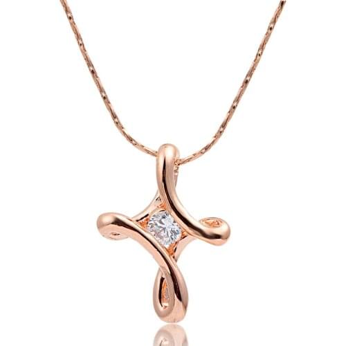 Small Inifinity Pave Round Crystal Cross Pendant Necklaces & Pendants Chain Necklace Women Girls Gold Color Fashion Jewelry