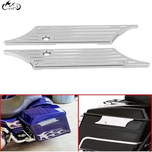 2Pcs Motorcycle Chrome Hard Saddlebag Bags Latch Cover Face For Harley Electra Glide Classic EFI FLHTCI FLHTC FLTRX 1993-2013