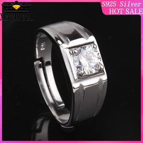 Mens Jewelry Silver Color Zircon Rings For Men Wedding Male Bague Engagement Fashion Vintage Men Ring Trendy Jewelry