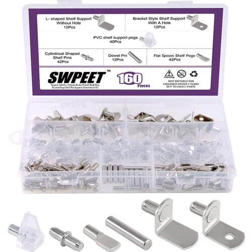 Shelf Pins Assortment Kit,Nickel Plated Shelf Bracket Pegs Cabinet Furniture Shelf Pins Support for Shelf Holes on Cabinets