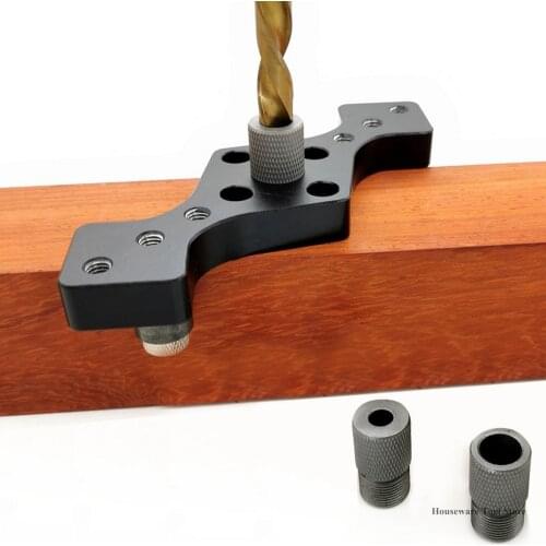 Vertical Pocket Hole Jig Woodworking Dowel Drill Guide Self Centering 3-Hole Drill Bit Guide Jig Locator 6/8/10mm Pin Fixture