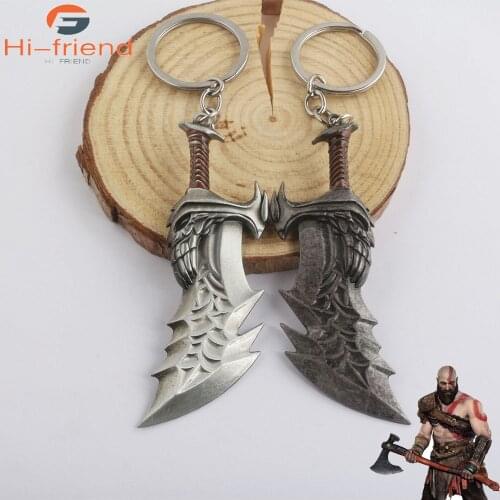 New God of War 4 Keychain Kratos Sword Axe Exquisite Fashion Trends for Men Women Key Ring Party Decorative Jewelry Gift