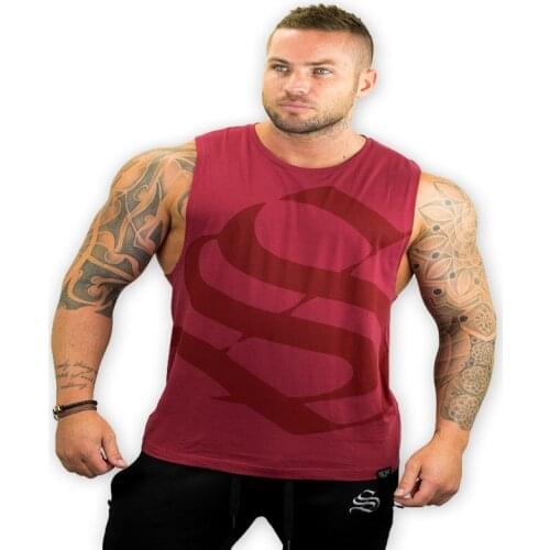 Muscle-aesthetic 2019 summer new men sleeveless breathable sweat slimming trend of European and American sports and fitness vest