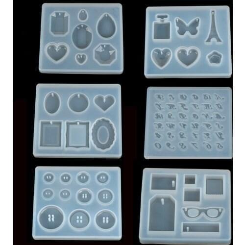 Craft DIY Transparent UV Resin Liquid Silicone Mold 6 Styles Pendant Charms For DIY Earrings Necklace Making Jewelry Mode