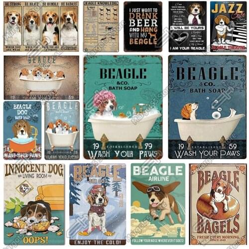 Retro Tin Sign Iron Decor Pet Dog Beagle Poster Pet Shop Theme Hotel Pet Club Bar Pub Home Livning room gift for beagle lover