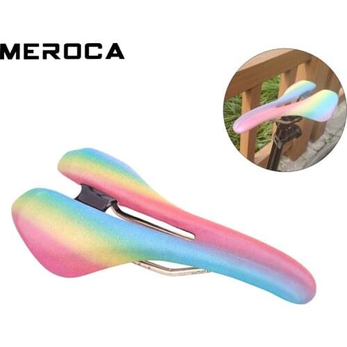 MEROCA MTB Road Bike Saddle Shockproof PU EPS Cushion Mountain Bike Seat Colorful LightWeight Racing Cycling Saddle Bicycle Part