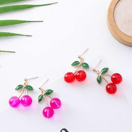 Alloy Cherry Stud Jewelry Girl Earrings Fashion For Women Shape Lovely Earrings