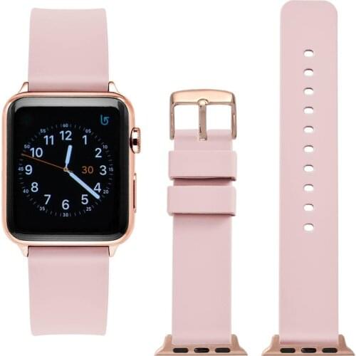 WOCCI Silicone Watch Band with Rose Gold Adapter for Apple Watch 38mm 40mm 42mm 44mm