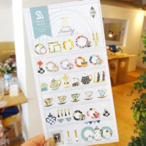 Scrapbooking paper material Sonia DIY sticker novelty palace style plate dish cup teapot cutting dies stickers sheet