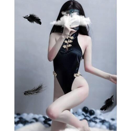 Sexy lingerie sexy uniform Classical buckle strap with naked back Bodysuit