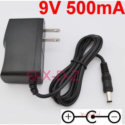 US High quality AC/DC 9V 0.5A 500mA Switching Power Supply Gitarre Effektpedal Netzteil adapter Reverse Polarity Negative Inside