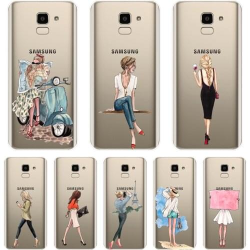TPU Back Cover For Samsung Galaxy J4 J6 J8 Plus 2018 J2 J5 J7 Prime J3 J5 J7 2015 2016 2017 Black Girl Soft Phone Case Silicone