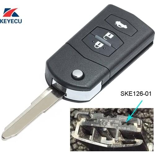 KEYECU Replacement Flip Remote Car Key Fob 3 Button 433MHz 4D63 for Mazda 2 / 3 / 5 / 6 / MX5 / CX7 (SKE126-01)