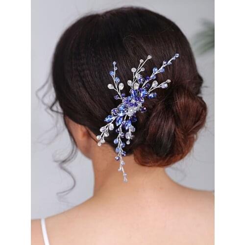 Bohemian Hair comb Blue Headpieces Crystal Fascinators Beach wedding Headdress Chic Headwear hair accessories for women wedding