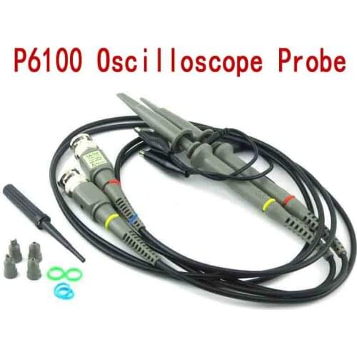 1 Pair P6100 BNC Oscilloscope Probe X1 X10 100MHz High Quality Precision Scope Analyzer Scope Clip Oscilloscope Probe Accessorie