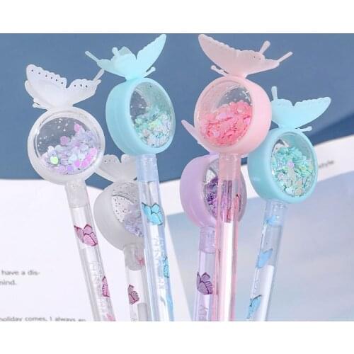 1pc Butterfly Gel Pens Sequins Canetas Gel Cute Stationery Gel Pen Kawaii Pens Boligrafos Student Stylo Stationary Supplies