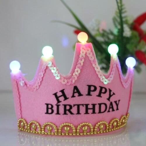 2 pcs/lot Party Supply Happy Birthday Party Hat Cap Crown Hat Headdress Cute Pink Blue Gift for Kids