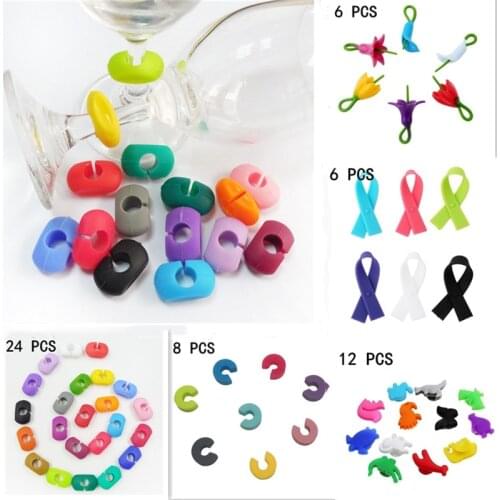 24 Pcs Silicone Red Wine Glass Marker Creative Marker Charm Drinking Glass Identification Cup Labels Tag Signs For Party