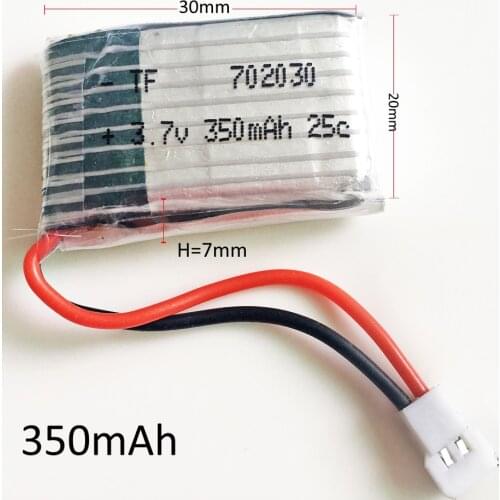 3.7V 25C 350mAh 702030 Lipo lithium polymer rechargeable Battery For Hubsan H107 H6C RC Quadcopter Helicopters RC Drone Parts