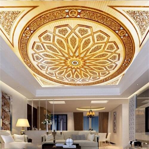 3d Golden Wallpaper European Retro Beautiful Flower Illustration Premium Atmospheric Interior Zenith Wallpaper
