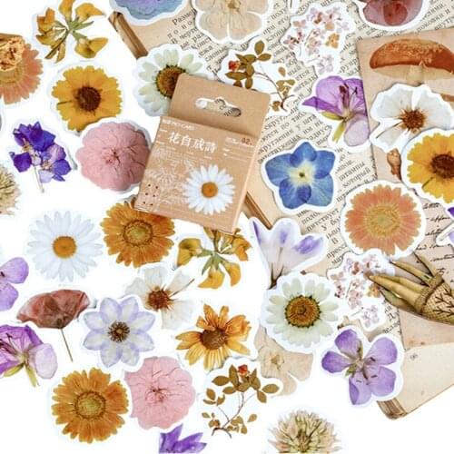 46pcs Creative fresh Flower boxed stickers Girl boy Scrapbooking Card DIY Dairy Letter Album Stick Label Decoration