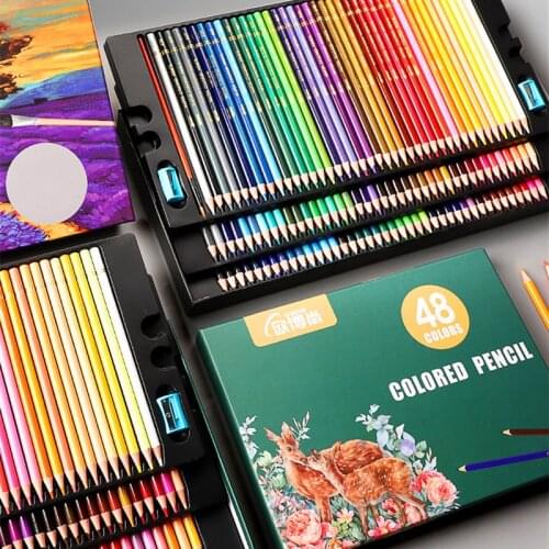 48 Colors Drawing Pencils Professional Watercolor Pencils & Oil Pastel Coloured Pencil Adult Coloring Drawing Sets Art Supplies