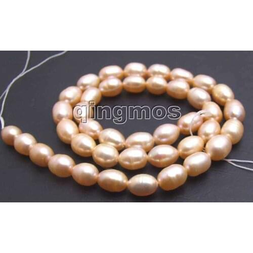 6-7mm Natural Pink Freshwater Rice Pearl Loose Beads 14"-los406 Wholesale/retail Free shipping