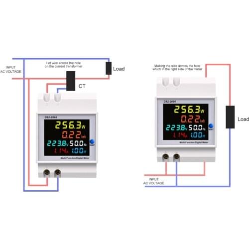 69HF 6 IN1 Din Rail AC Monitor 40-300V/ 250-450V Voltage Current Power Factor Active KWH Electric Energy Frequency Meter