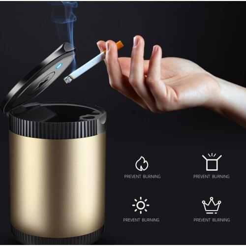 LED Car Ashtray Alloy Ash Tray Retardant Cigar Ashtray Car Travel Cigarette Smoking Holder Cup Auto Ashtray Flame Box Accessorie