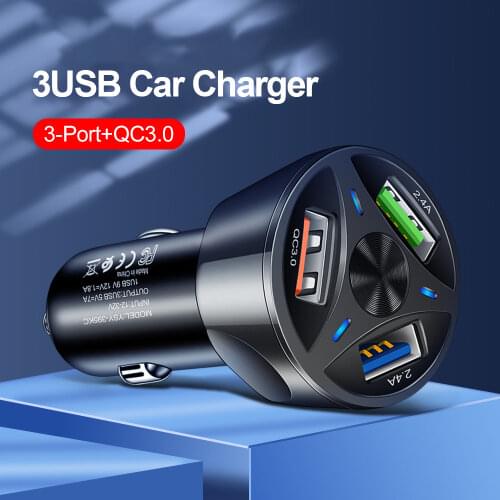 NOHON Quick Charge 3.0 Car Charger For iPhone 11 Pro Max XS XR 8 Usb Car Phone Charger For Samsung GPS Fast Charging 3 USB Ports