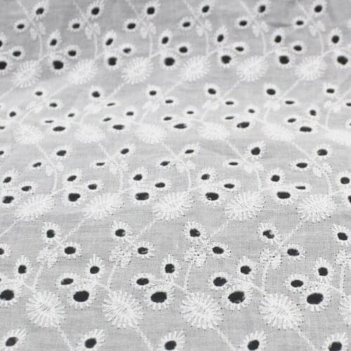 White Flower Hollow Lace Cloth Embroidered Womens Summer Cotton Cloth Hollow Lace Fabric